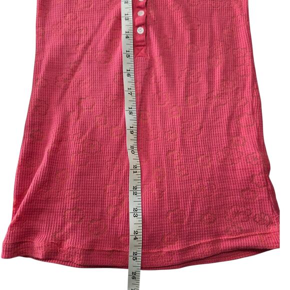 Aeropostale Pink Burnout Floral Thermal Henley Top Long Sleeve Waffle Knit S - Picture 6 of 6